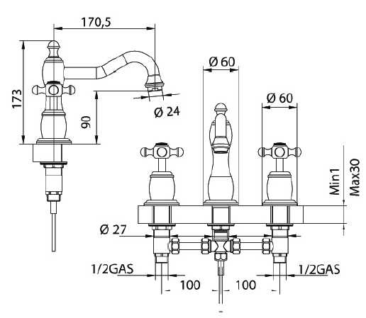 540720KO06. Смеситель Bandini Antica Santreyd - Вид №2