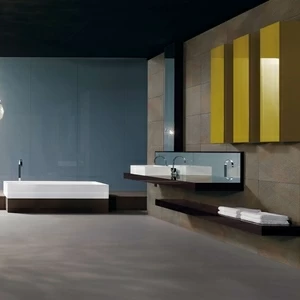 Комбинация ванной комнаты KU 52 в отделке Ska MillTek /  L75 Melanzana / L202 Avocado lucido MILLDUE KUBIK