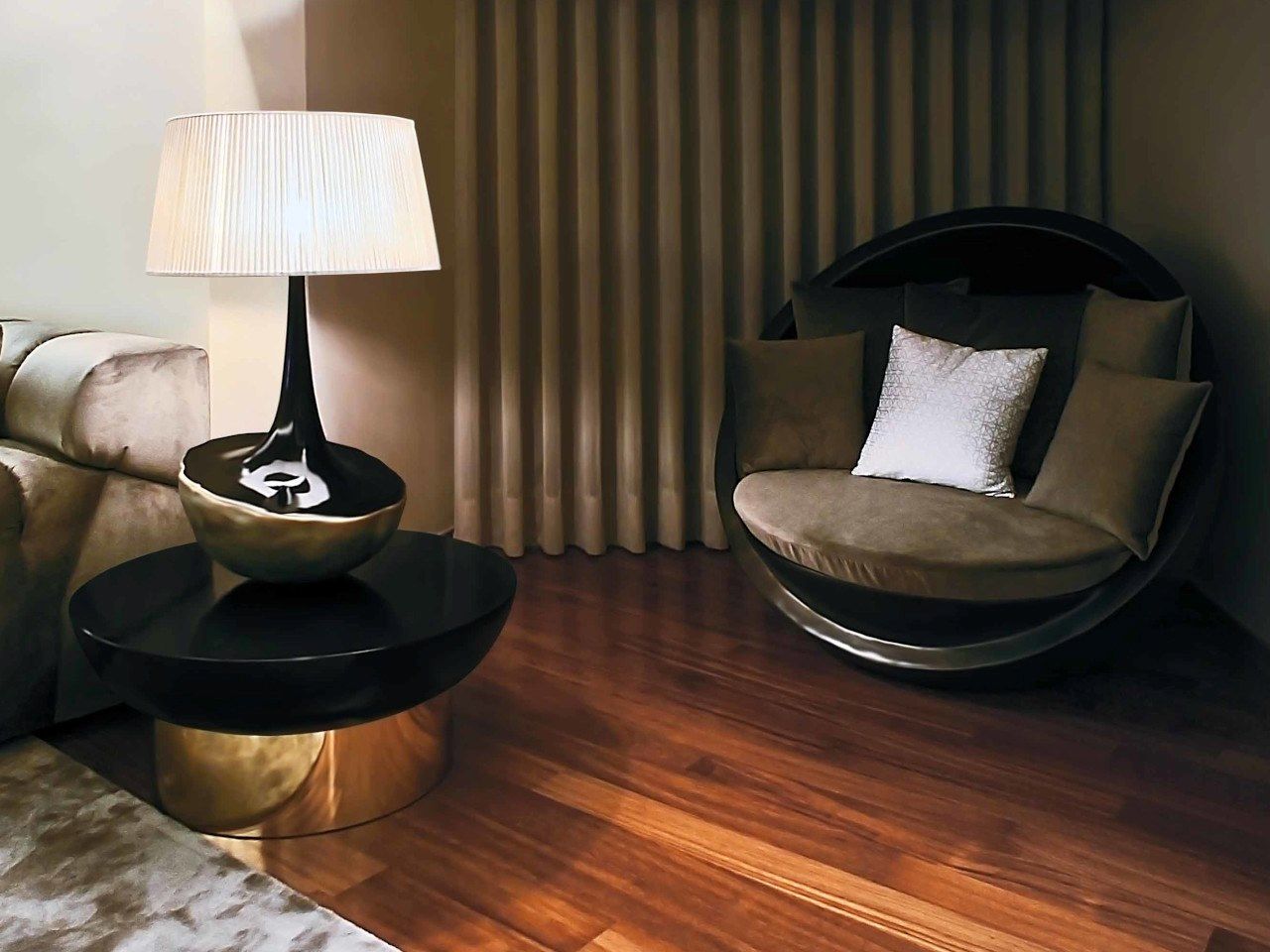 Журнальный столик из стекловолокна и латуни GANSK LOTUS ARCH-00036692 - Вид №5