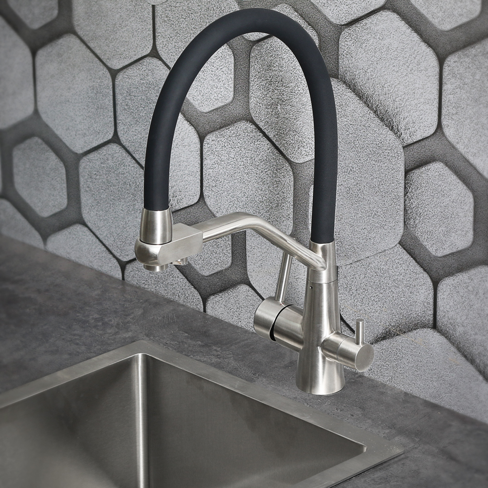 Смеситель д/кухни с гибким изливом и фильтром питьевой воды MELANA UNIQUI MLN-610701