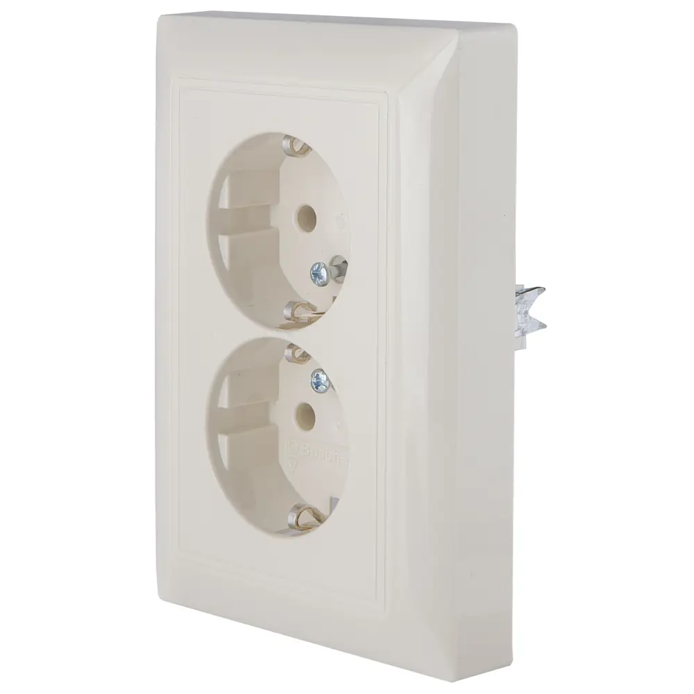 Розетка двойная встраиваемая ABB Basic 55 с заземлением, цвет бежевый STLM-2159546 - Вид №1