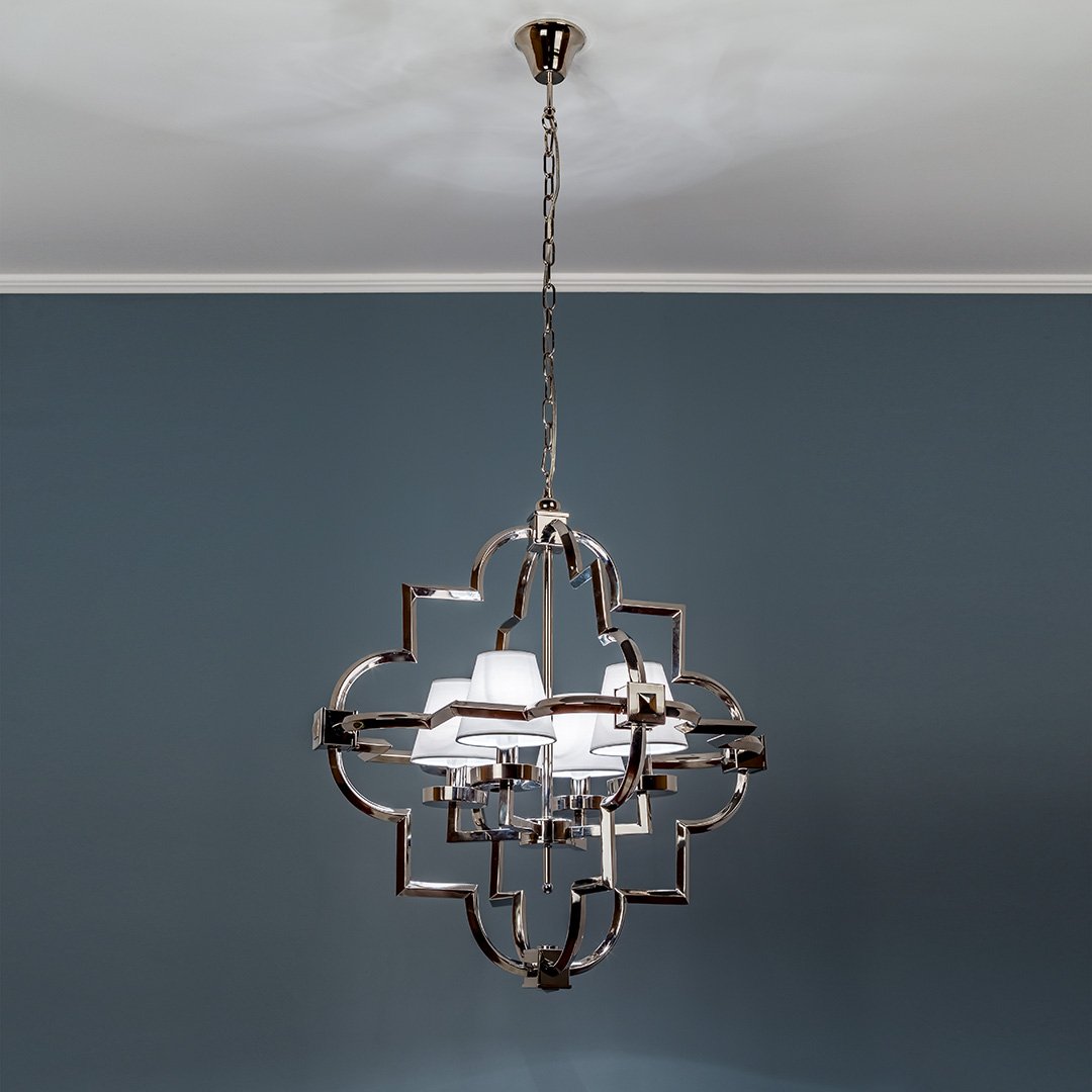 Люстра подвесная с абажуром никель Frezia Light 116024 FREZIA LIGHT ДИЗАЙНЕРСКИЕ 00-3953608 Никель;серый  - Вид №1