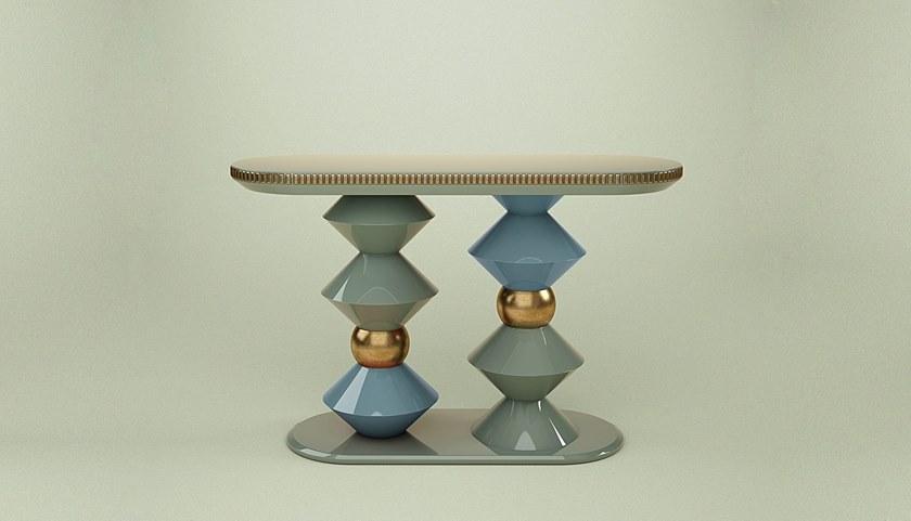 Malabar Овальная лакированная деревянная консоль Cortez sun-id-1409920 - Вид №3