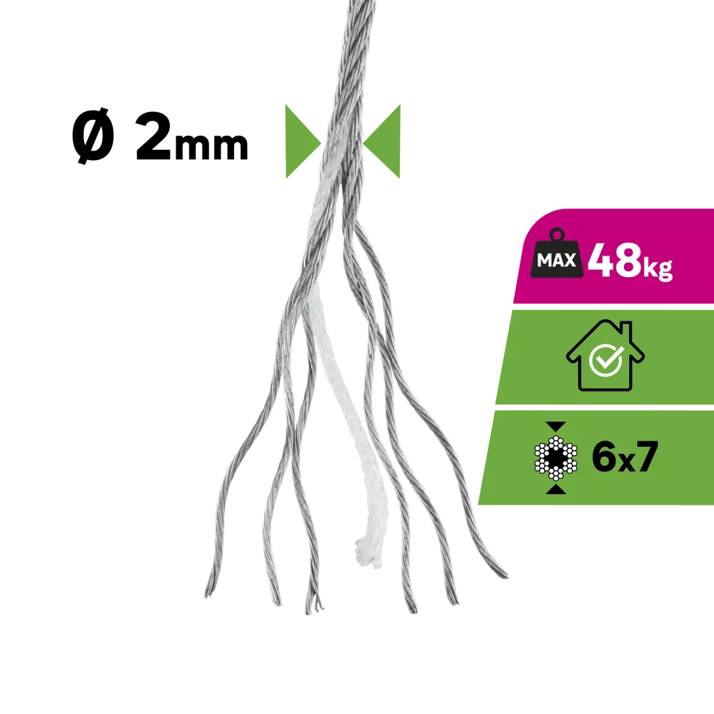 Трос Standers стальной оцинкованный DIN 3055 2 мм 50 м STLM-2107236 - Вид №2