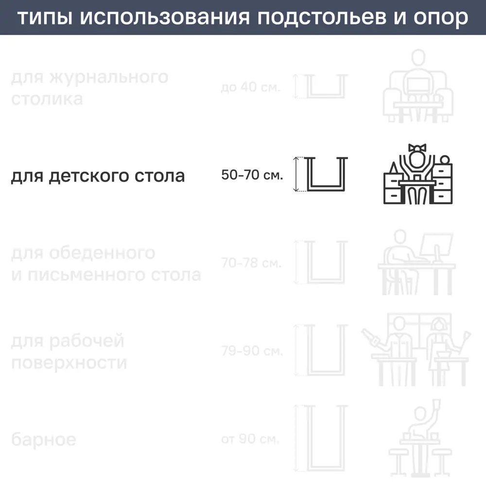 DUCKANDDOG Ножка-скрепка для стола 50 см стальная черная 88487772 STLM-1428880 - Вид №1
