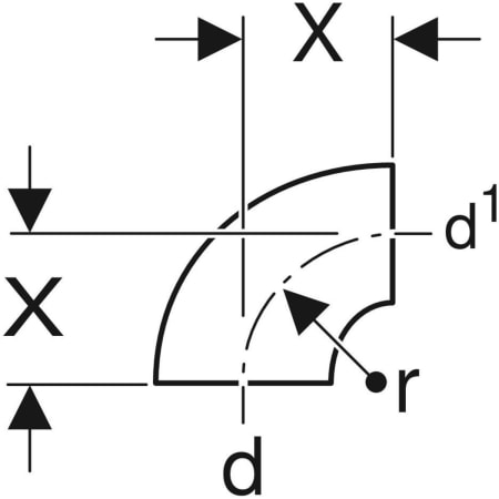 363.873.16.1 Отвод Geberit PE 90°, укороченный, без патрубка Geberit  - Вид №2