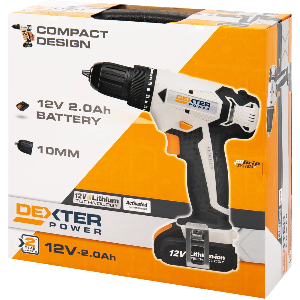 Дрель-шуруповерт аккумуляторная Dexter Power CDT112LD.T, 12 В Li-ion 2 Ач STLM-2182988 - Вид №6