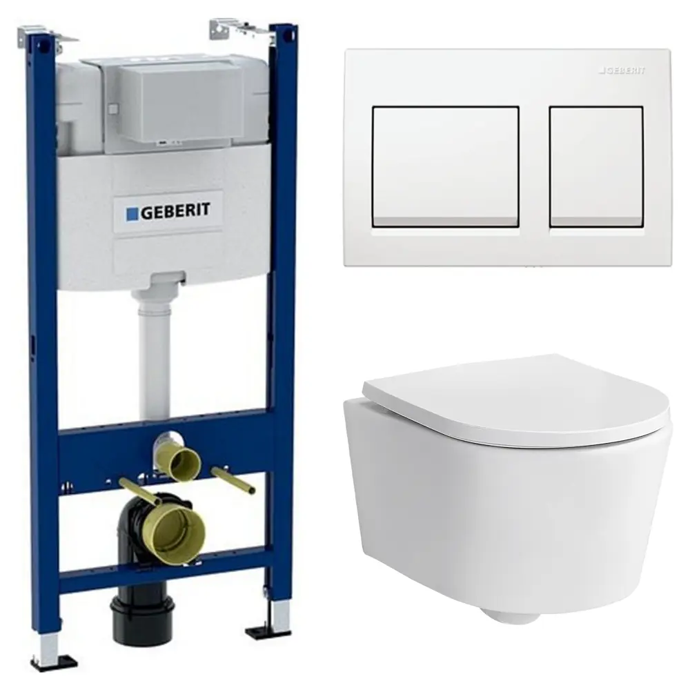 Комплект инсталляции Geberit Alpha с безободковым унитазом Sensea Neo клавиша Geberit Alpha белая STLM-2118898