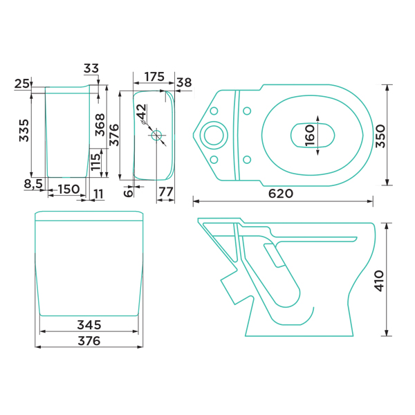 Проксима Унитаз + бачок 33,03 кг. GESSO  - Вид №2