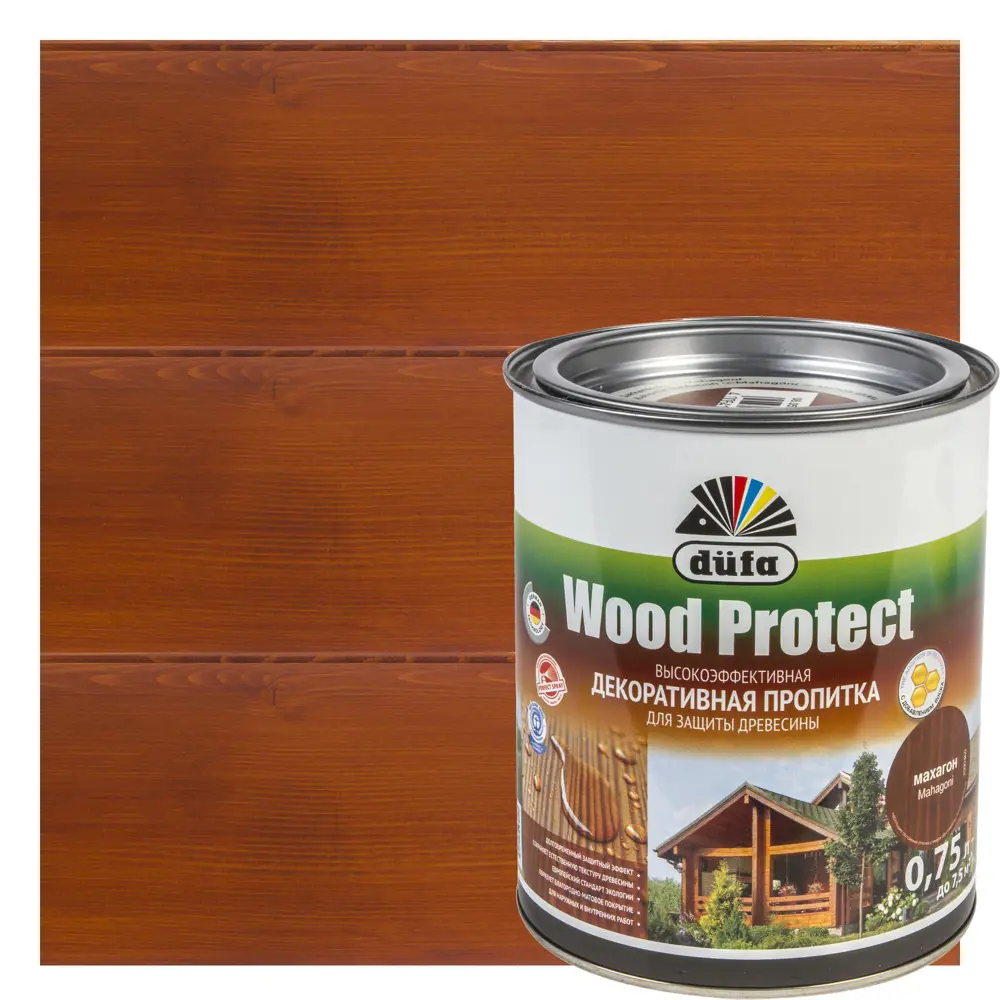 Антисептик Wood Protect цвет махагон 0.75 л Dufa STLM-2111364