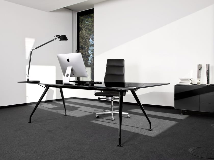 Стеклянный прямоугольный рабочий стол / black edition Spiegels .sun ARCH-00070614