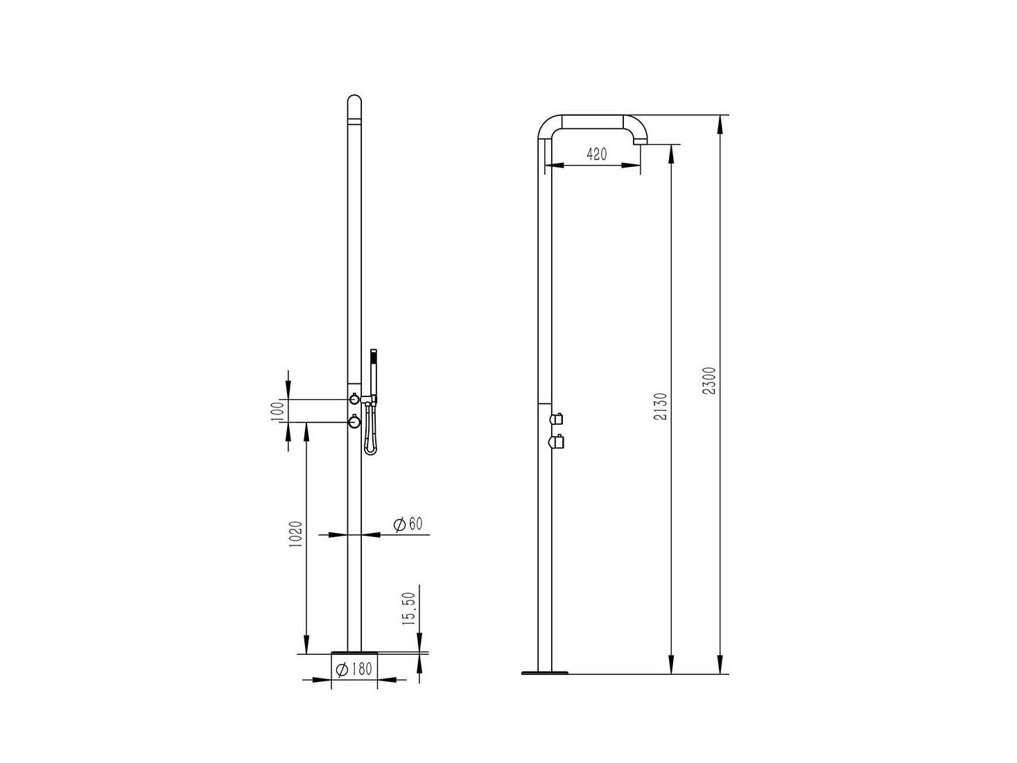 Открытый душ из нержавеющей стали с ручным душем SINED CHIA ARCH-00035903 - Вид №41