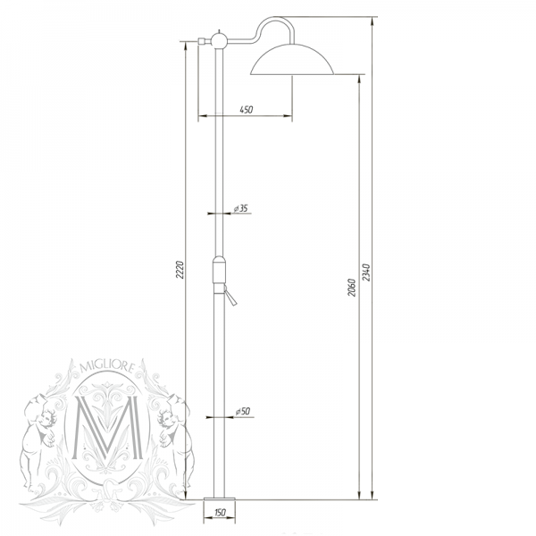 Душевой гарнитур MIGLIORE Oxford ML.OXF-6371.CR с верхним душем, напольный - хром ML.OXF-6371.bi.CR - Вид №3