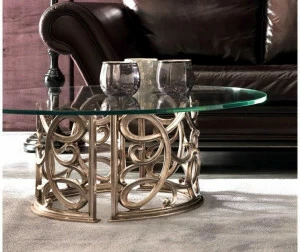 CorteZari Низкий круглый стеклянный журнальный столик Zoe gold 224-vt2