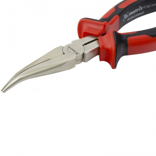 Длинногубцы изогнутые NICKEL 160 мм никелированные двухкомпонентные рукоятки MATRIX 12541 - Вид №2