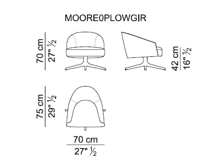 Кожаное вращающееся кресло с подлокотниками i 4 Mariani Мур ARCH-00153286 - Вид №7