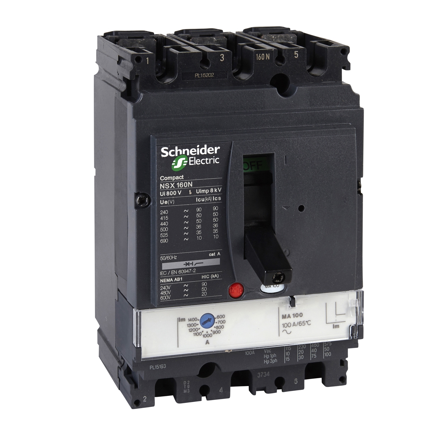 LV430832 Силовой автомат NSX 160, MA, 50кА, 3P, 150А Schneider Electric Compact 