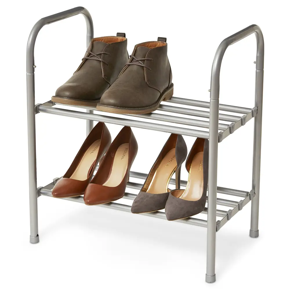Этажерка для обуви Spaceo 53x47-79.5x29 см 2 полки металл цвет хром Полка раздвижная STLM-2083567 - Вид №10