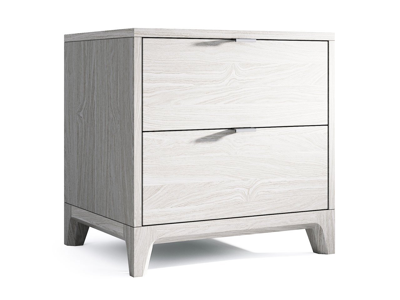 Прикроватная тумбочка дизайнерская с 2 ящиками беленый дуб Case THE IDEA  210301 Белый  - Вид №1