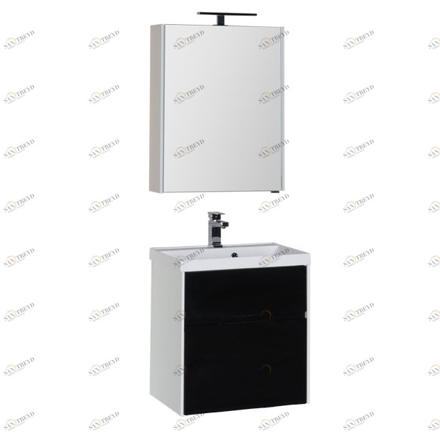 Комплект мебели Aquanet Латина 60 черный (2 ящика) 00181080