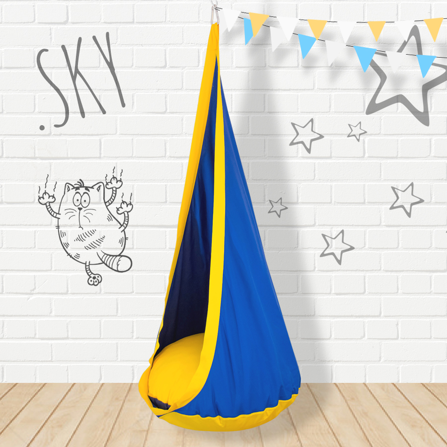 Подвесное кресло-кокон сине-желтое ПОКАЧАЙКА  326709 Синий Santreyd  - Вид №2