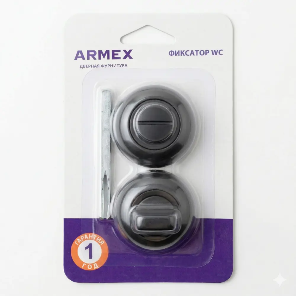Завертка дверная круглая Armex WC-1403 алюминий цвет черный STLM-2188708 - Вид №2