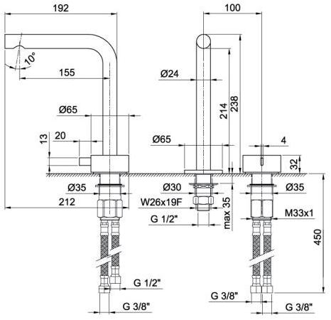 ABOUTWATER Смеситель для раковины на 2 отверстия Af/21 sun-id-1513845 - Вид №3