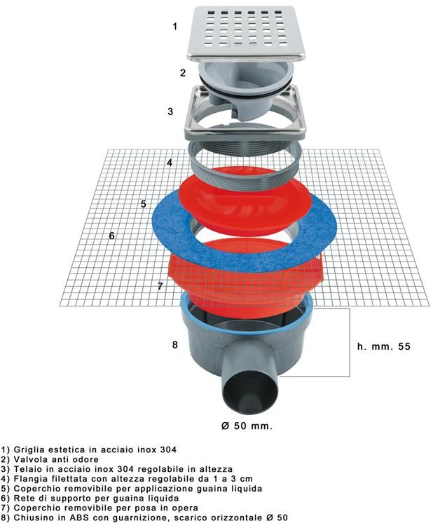 First Corporation Люк с сифоном с решеткой и сеткой для поддержки оболочки First plast Chabs10boxin - Вид №1