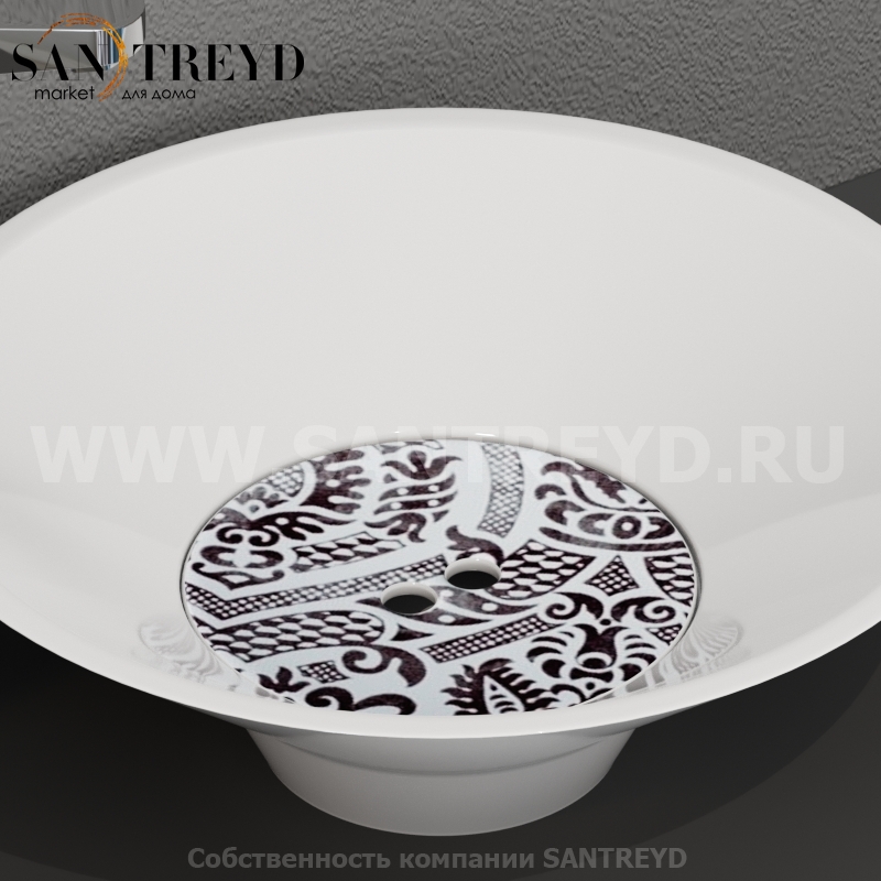 486071 Накладка на слив из керамики декор цвет Белый бархат Kerasan Deco Италия