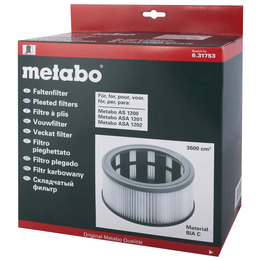 Фильтр складчатый Metabo для модели AS 20 L, 631753000 STLM-2132563 - Вид №2