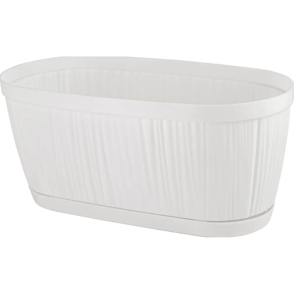 Горшок цветочный Barcelona 27.7х14.4х12.2см v2.7л овальный пластик белый INGREEN STLM-2015841