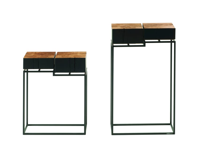 Квадратный стол из стали и дерева ROCHE BOBOIS Les Contemporains ARCH-00047703