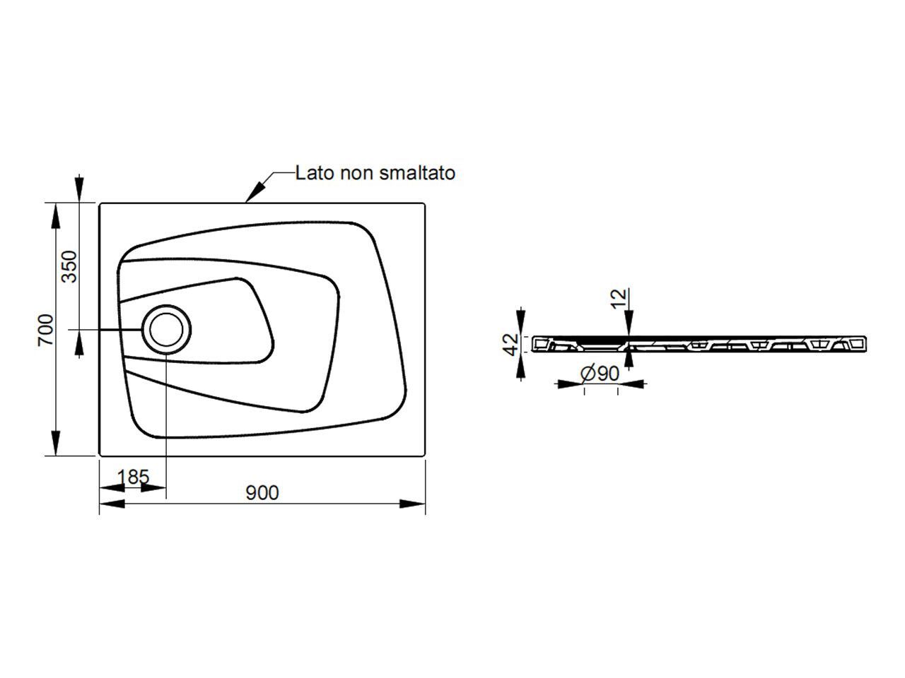 Керамический нескользящий прямоугольный поддон для душа Ceramica Dolomite за пределами ARCH-00148401 - Вид №114