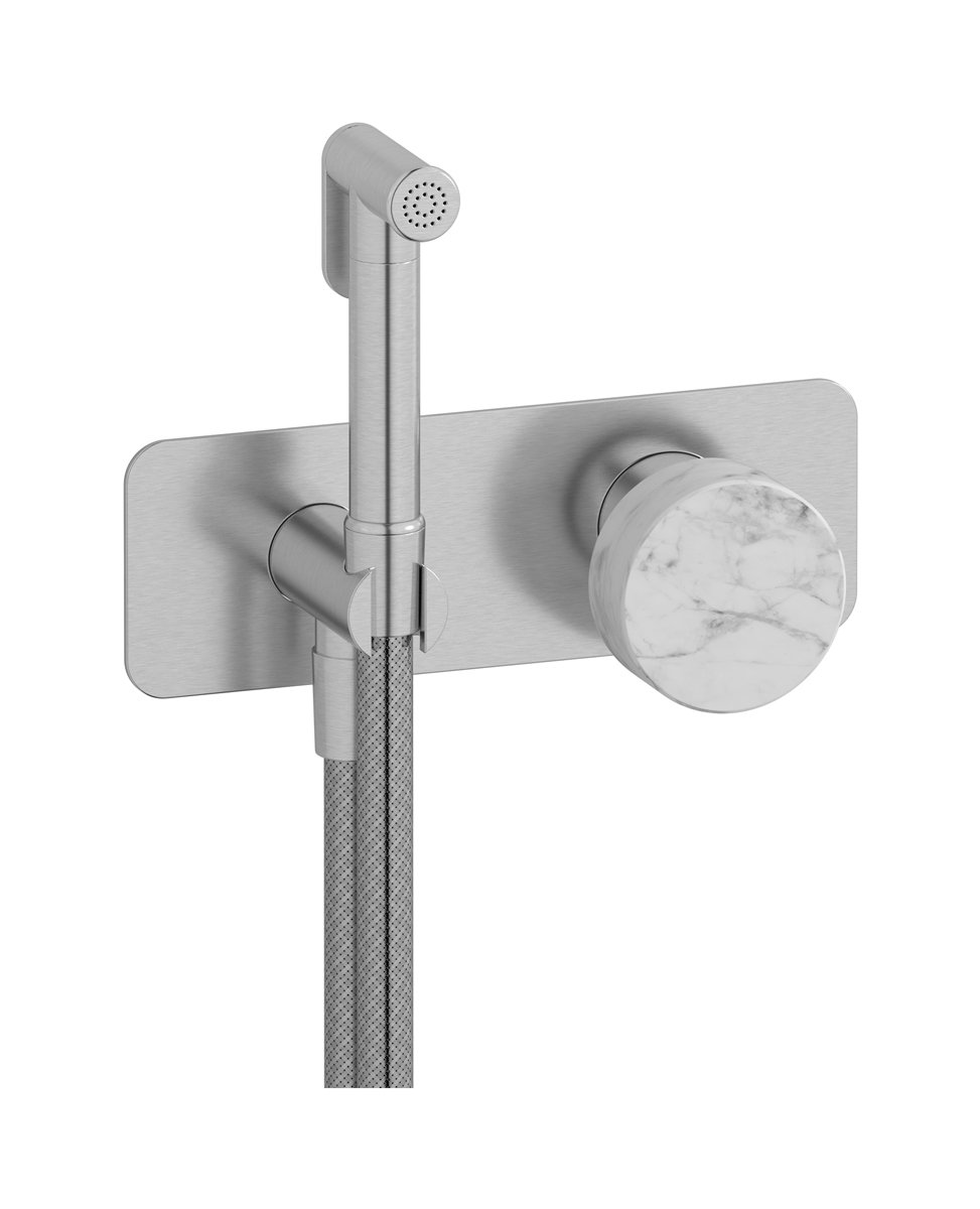 Внешние части гигенического душа со смесителем. WE ARE IB mr706ss_1 Brushed Nickel Marmo