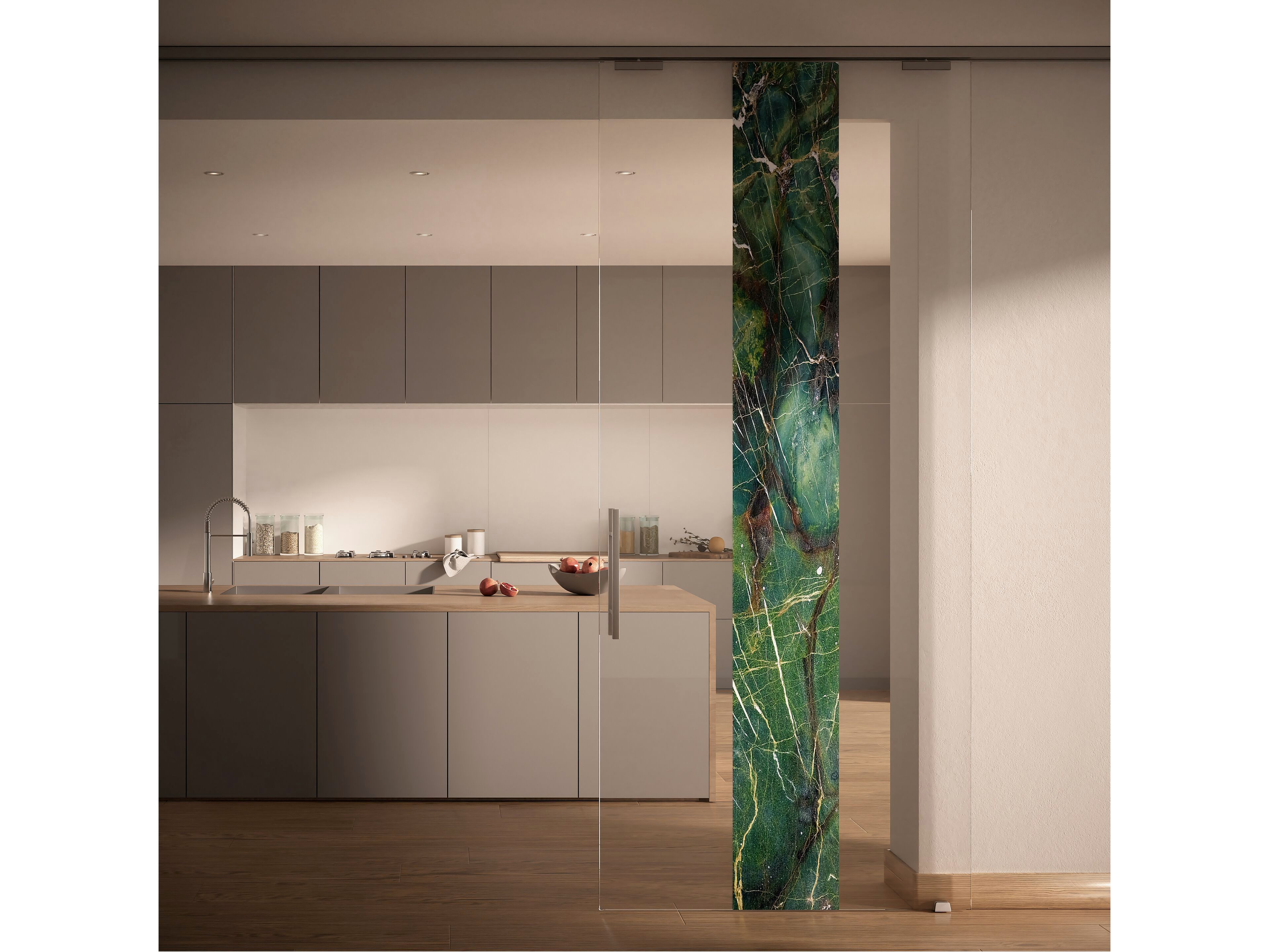 Раздвижная стеклянная дверь с мраморной вставкой DIERRE Lucenti ARCH-00109033