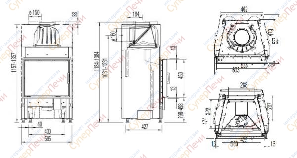 Каминная топка Austroflamm 55х45 К 1574 - Вид №1