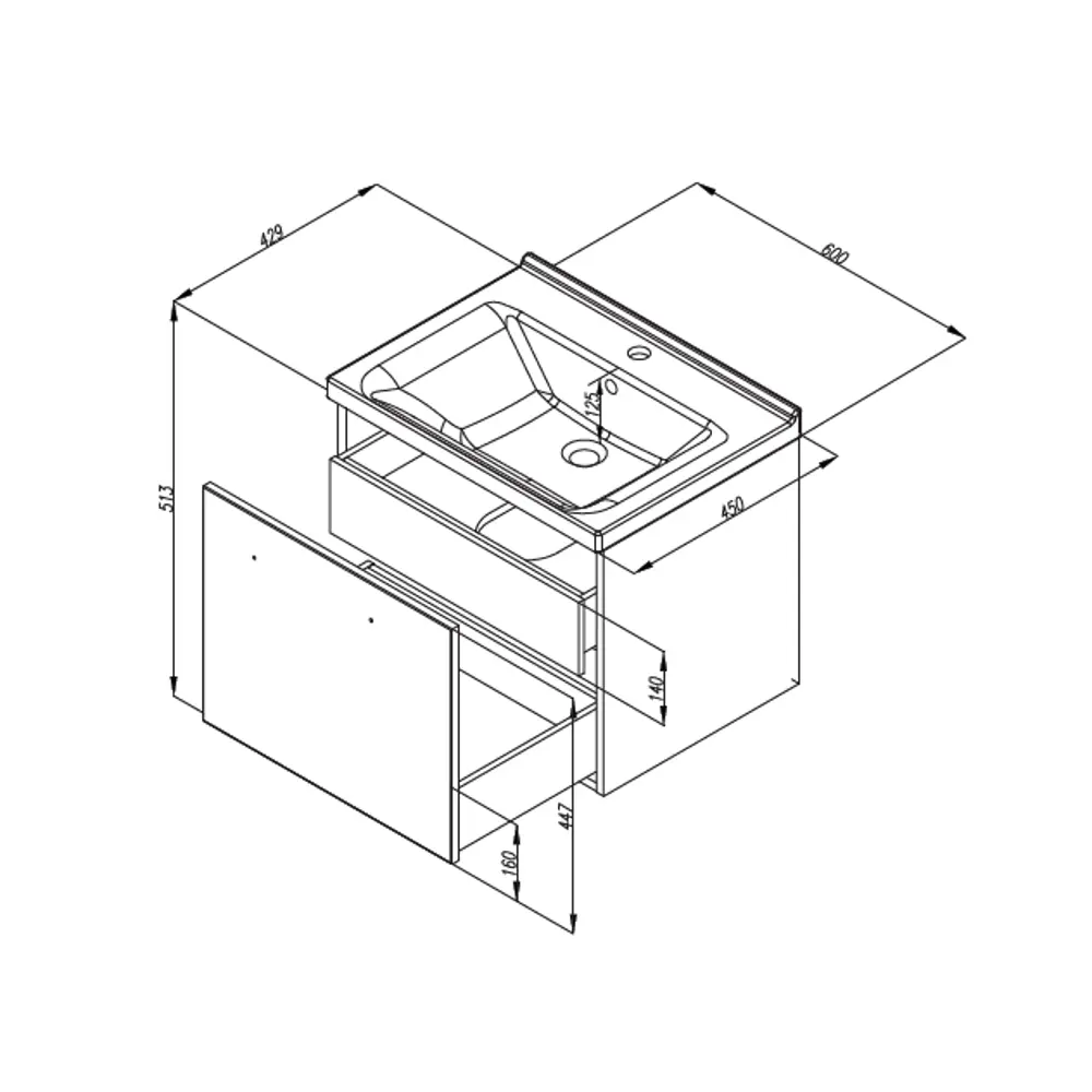 Тумба под раковину подвесная Aquaton Мерида 60 см цвет белый STLM-2073088 - Вид №6