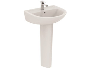 Керамическая раковина с одной колонной с переливом