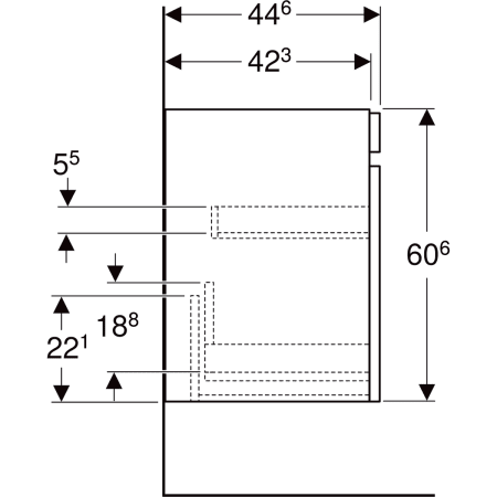 501.905.00.1 Шкафчик для раковины Geberit Renova Plan, с одним выдвижным ящиком и одним внутренним выдвижным ящиком Geberit  - Вид №58