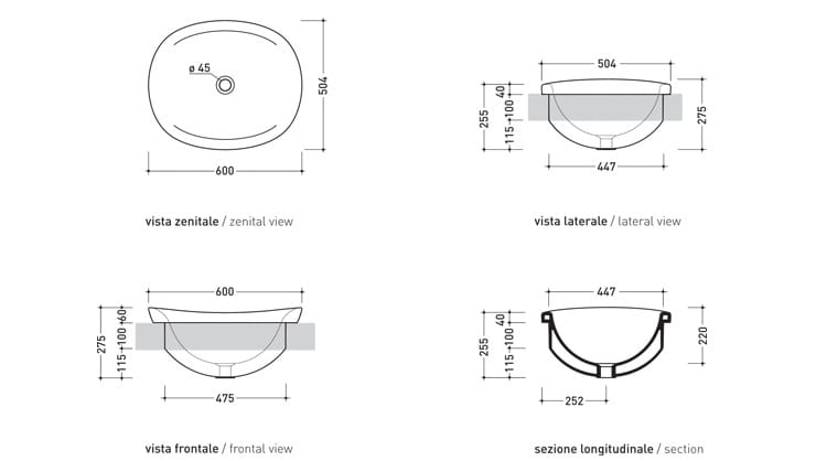 Керамическая раковина с утопленным верхом Ceramica Flaminia ARCH-00123343 - Вид №2