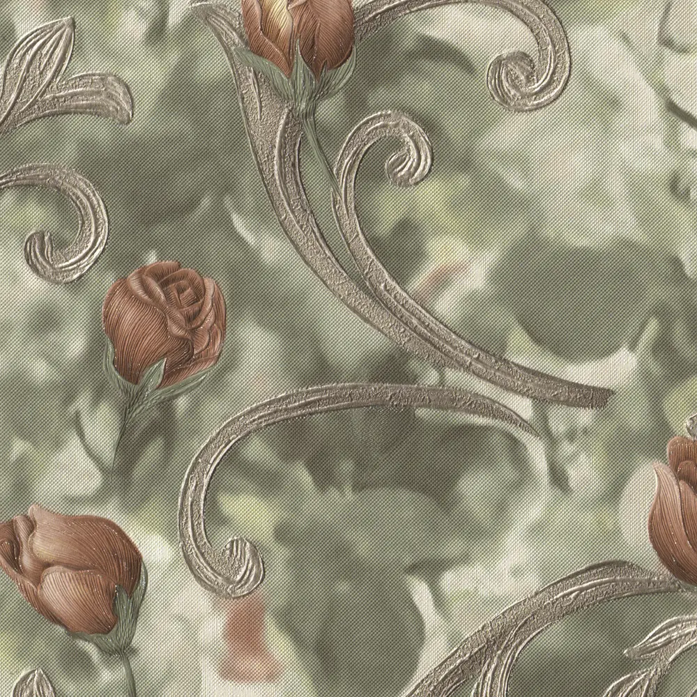 Обои флизелиновые Euro Decor Rosalina зелёные 1.06 м 1159-04 82107823 STLM-2197884 - Вид №1