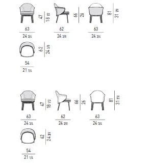 Кресло из ткани и кожи с подлокотниками Minotti Энджи ARCH-00122158 - Вид №8
