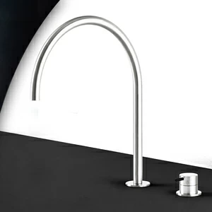 Смеситель для раковины сталь глянцевая с черной ручкой Toki Radomonte TKI33LCIL22