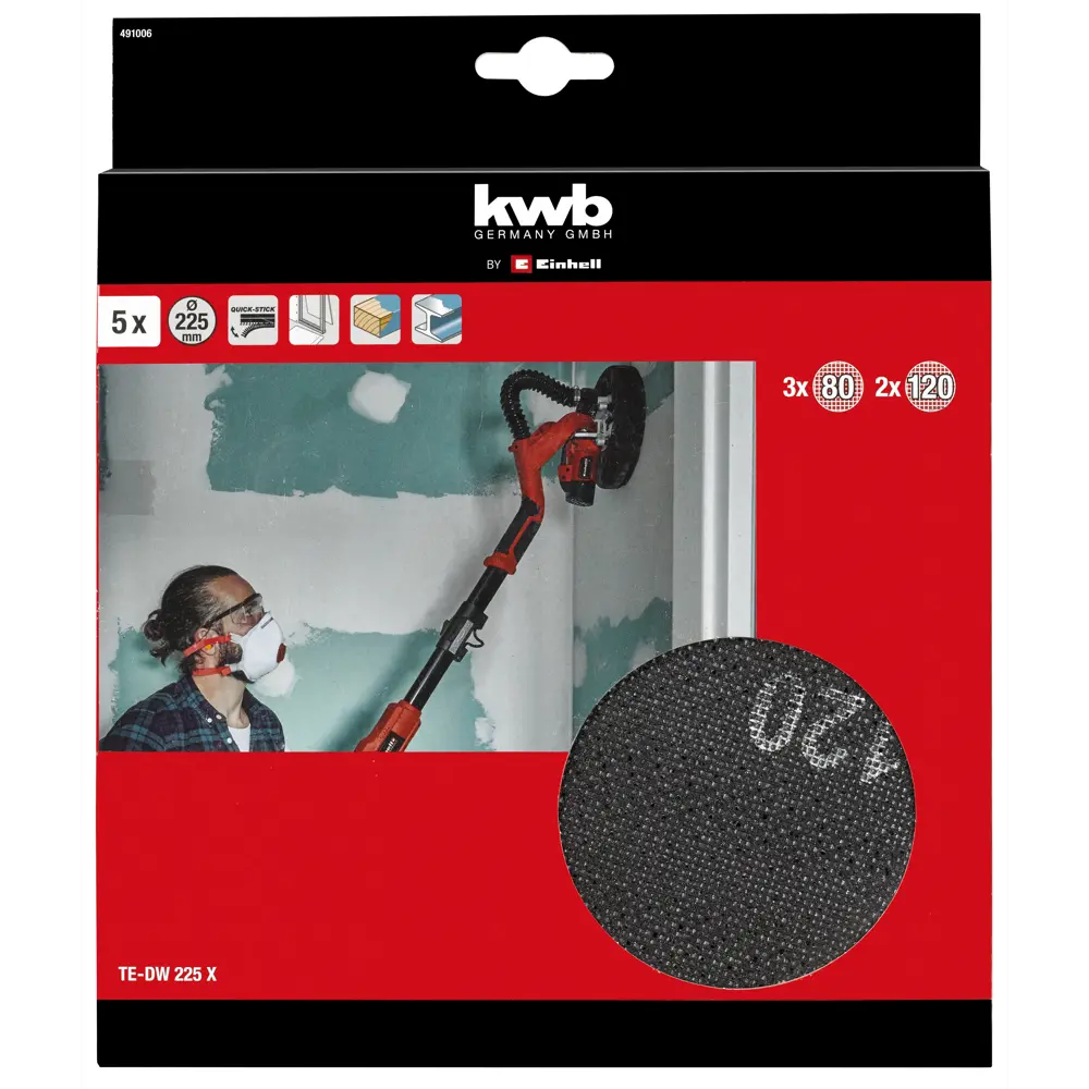 Набор кругов сетчатых KWB P80/P120 225 мм, 5 шт STLM-2164148 - Вид №1