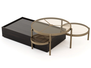 Низкий журнальный столик из бронзы и дерева