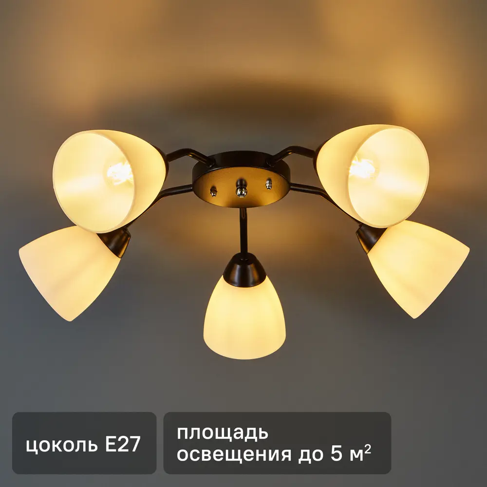 Люстра потолочная Эдем 5 ламп 5 м² цвет черный/белый 89368273 STLM-2151389 21 ВЕК-СВЕТ 