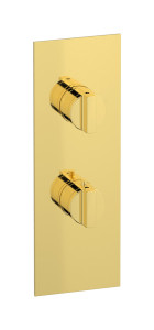 Комплект наружных частей термостата с дивертером на 3 потребителя - вертикальная прямоугольная панель с ручками Hey Joe WE ARE IB eua711oonhj Gold Aqua