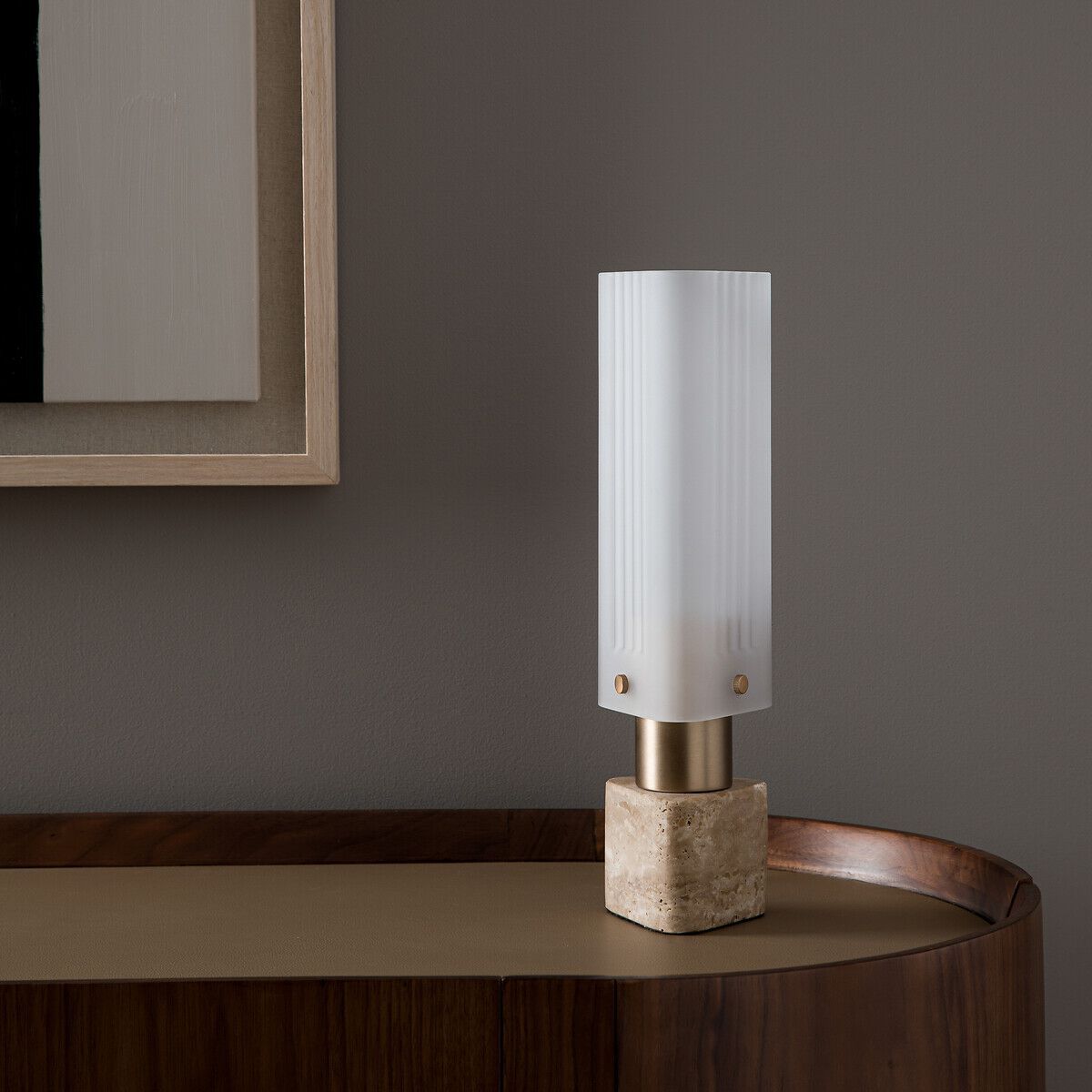 Настольная лампа из пескоструйного стекла и травертина AMPM Строцци ARCH-00109387 - Вид №3