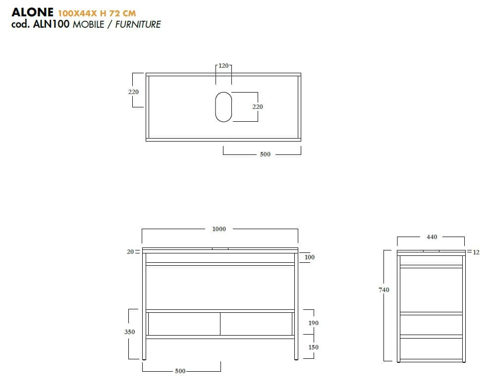 Стальной умывальник с ящиками Olympia Ceramica ALONE ARCH-00131864 - Вид №3