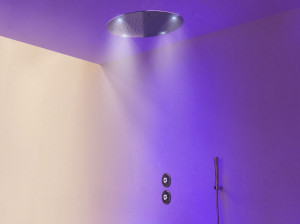 Круглая потолочная душевая головка из нержавеющей стали с хромотерапией